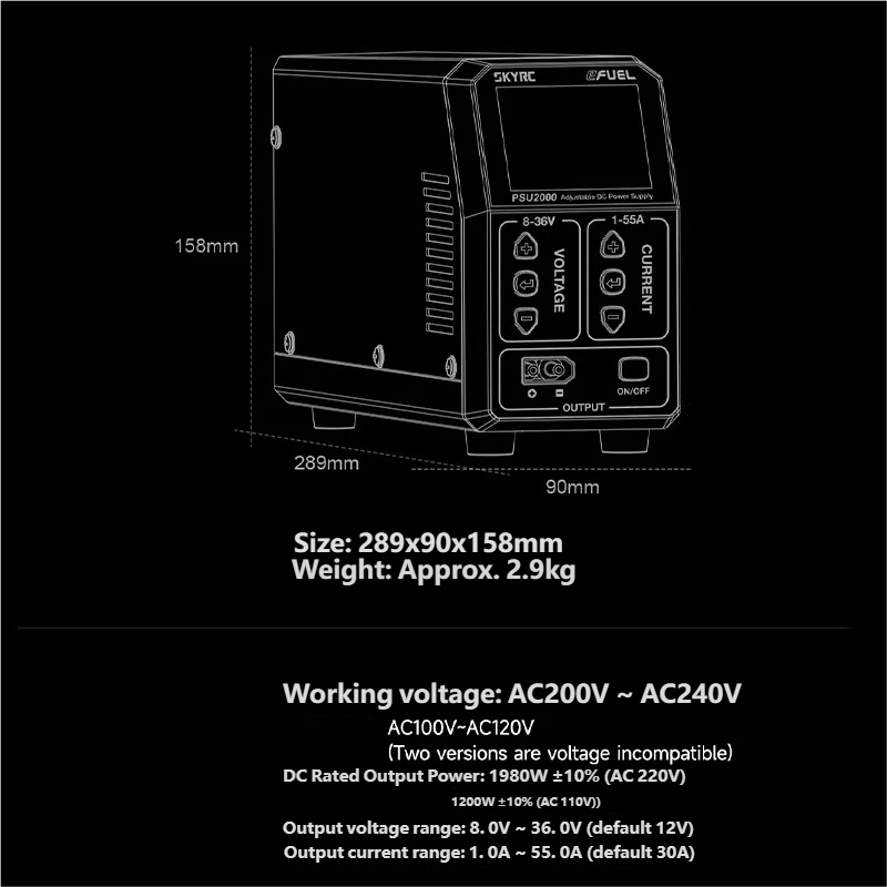 SKYRC PSU2000 1980W Adjustable - Drone Charger のレビューと価格