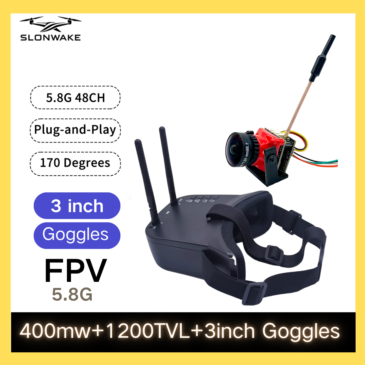 SLONWAKE 5.8G 48CH FPV 400mw V - Drone Transmitter のレビューと価格